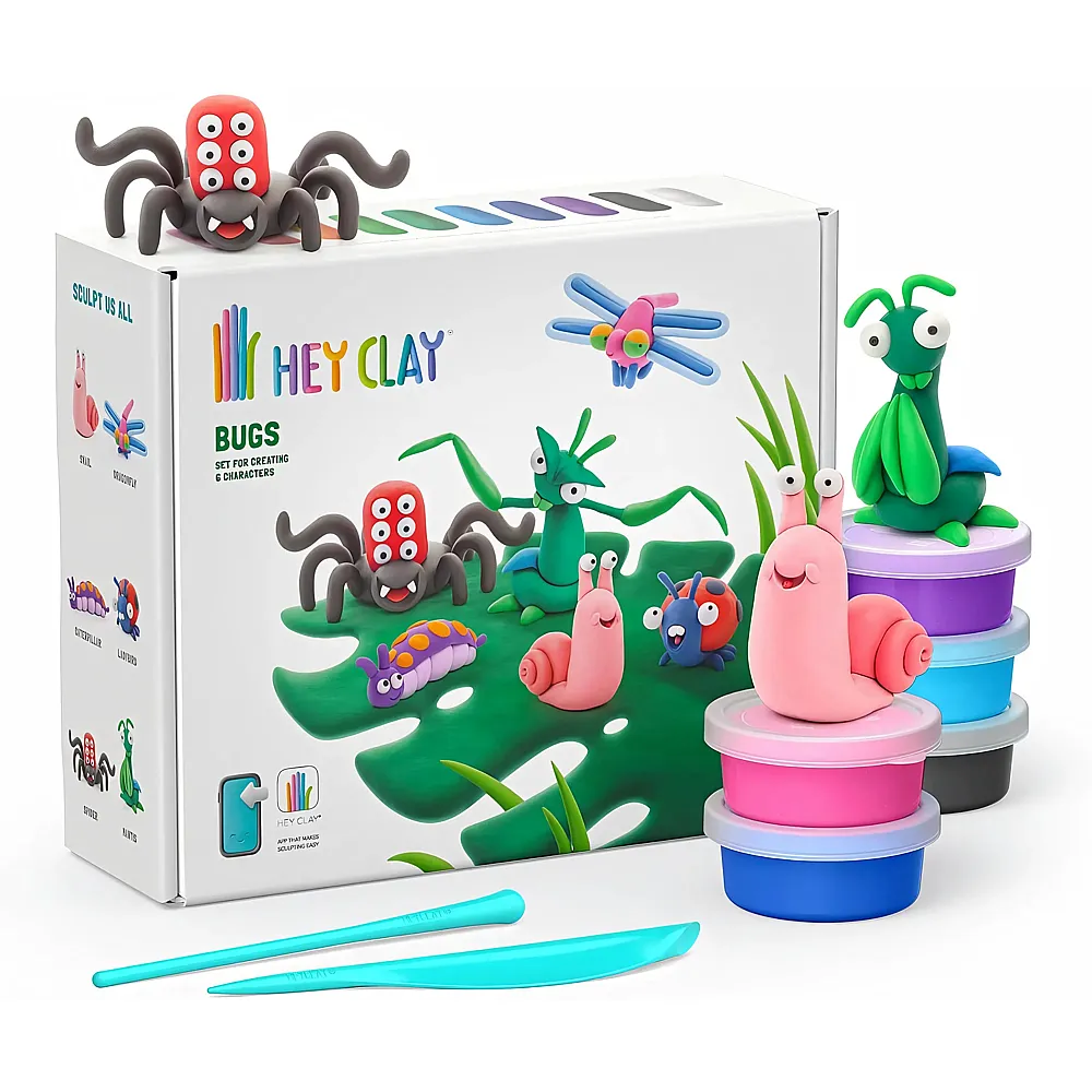 Hey Clay Krabbeltiere - 15 Dosen - Kneten & Formen