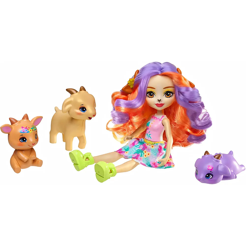 Enchantimals Sunshine Beach Tierpuppe und 3 Ziegen-Haustierfreunde