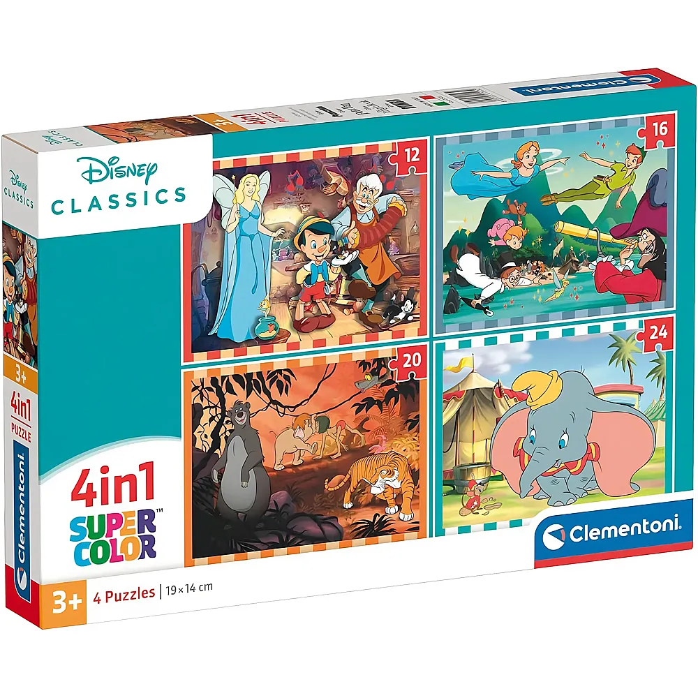 Clementoni Puzzle Supercolor 4in1 Disney Motive 12-24