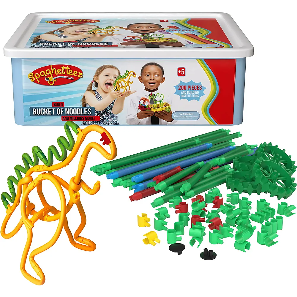 meinspielzeug - Clics Spaghetteez Flexible Baust�be in Aufbewahrungsbox 200Teile | Steckbausteine
