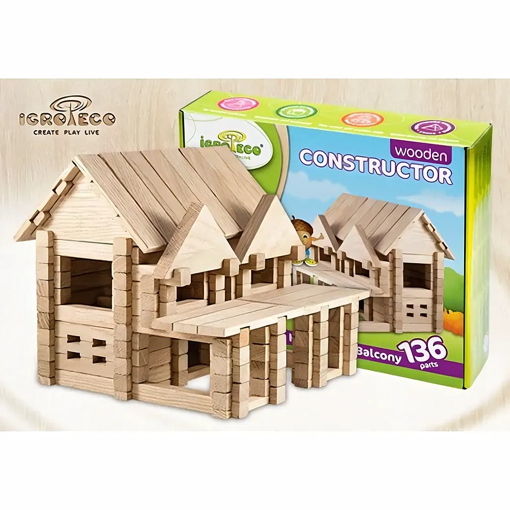 Creatif Wood Coffret Construction Bois Maison Avec Balcon 136pcs - Suche