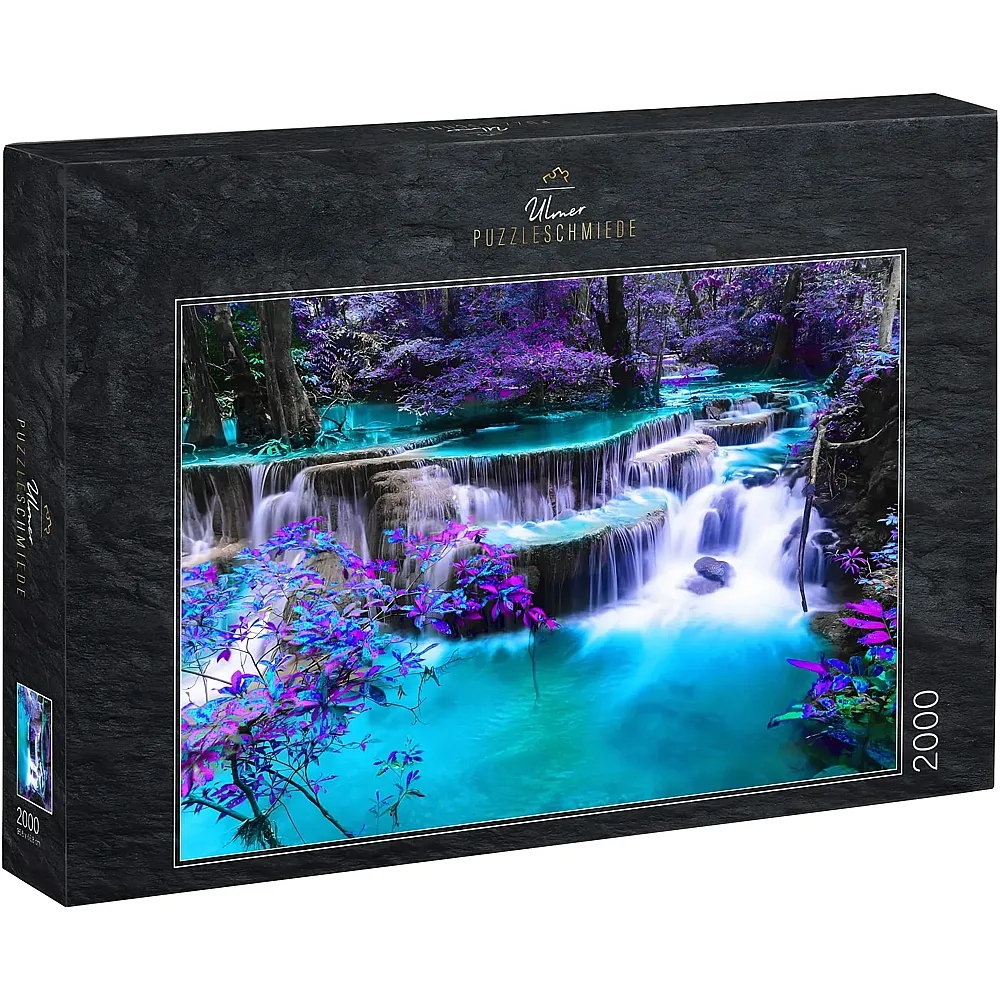 Ulmer Puzzleschmiede Wasserfall mit mysthisch leuchtenden Farben 2000Teile