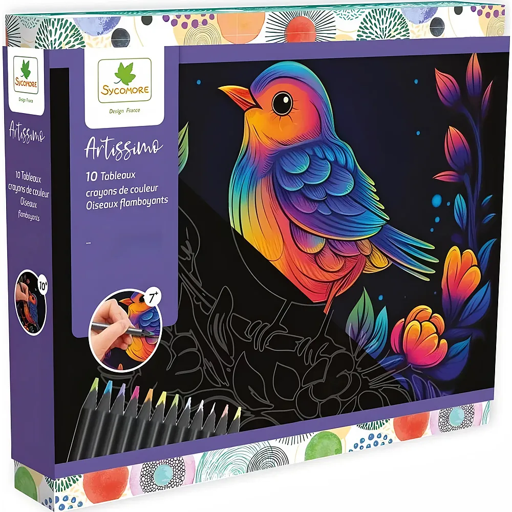 Sycomore Artissimo GM Tableaux Crayons DE Couleur Oiseaux Flamboyants