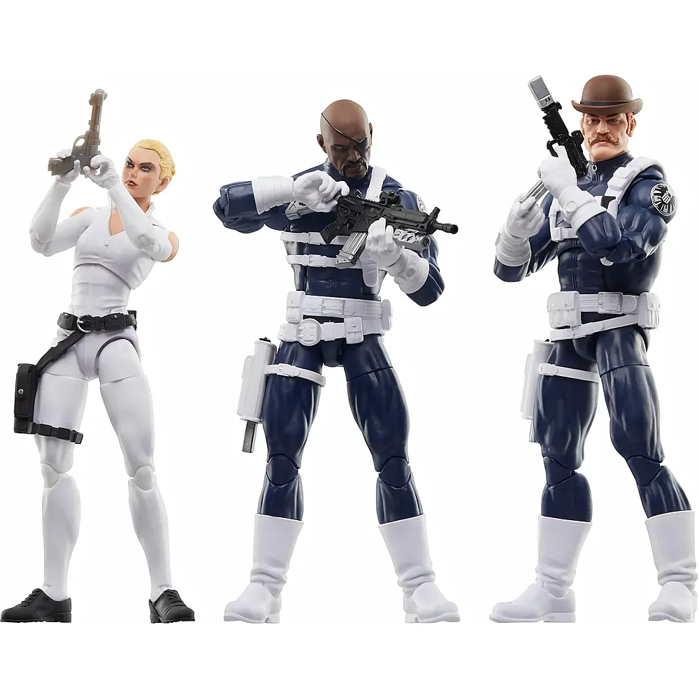 Hasbro Marvel Legends S.H.I.E.L.D. Nick Fury Jr., Sharon Carter und Dum Dum Dugan - 15 cm