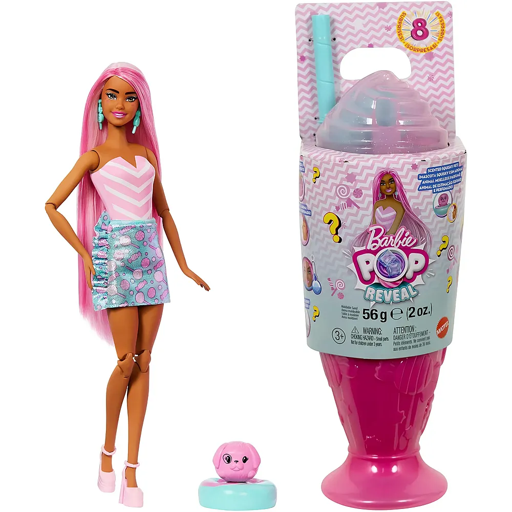 Barbie Pop Reveal Puppe Treat-Serie Sweet Swirl Design mit Haustier