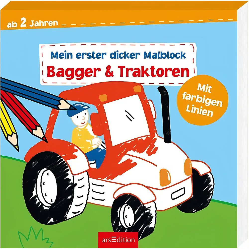 ars Edition Erster dicker Malblock Bagger & Traktor