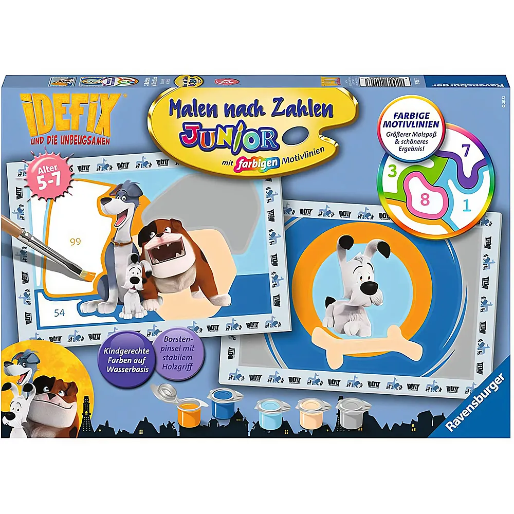 Ravensburger Malen nach Zahlen Farbige Motivlinien Asterix Abenteuer mit Idefix