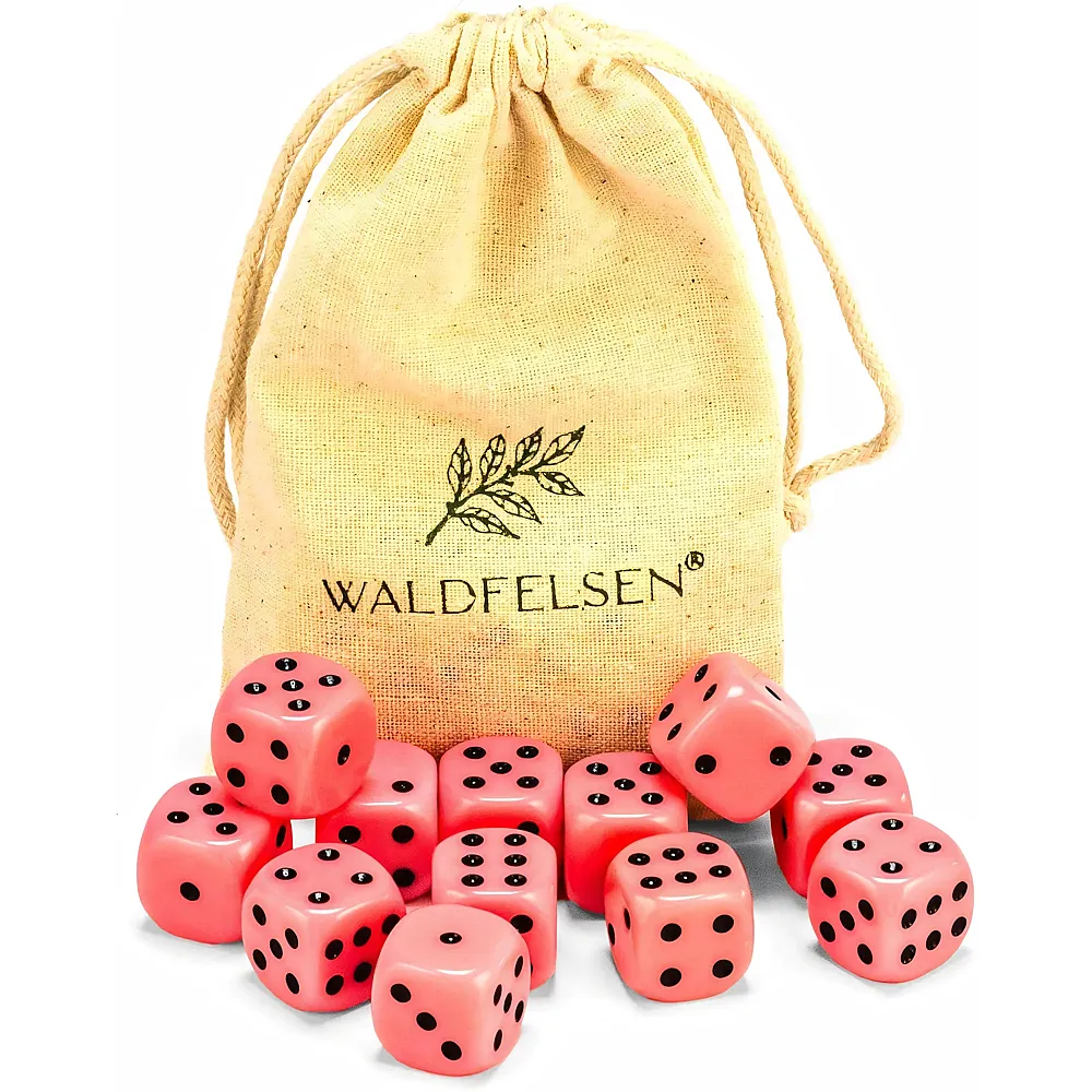 Waldfelsen 12 hochqualitative W�rfel von  Standardgr�sse 16 mm Acrylw�rfel Knobel Spielw�rfel Dice 6-seitig sechsseitig Spielzubeh�r Set mit Stoffbeutel Rosa, 12 St�ck - Suche