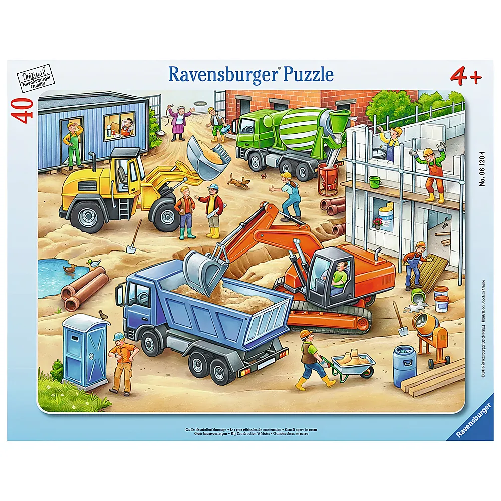 Ravensburger Puzzle Grosse Baustellenfahrzeuge 40Teile | Rahmenpuzzle