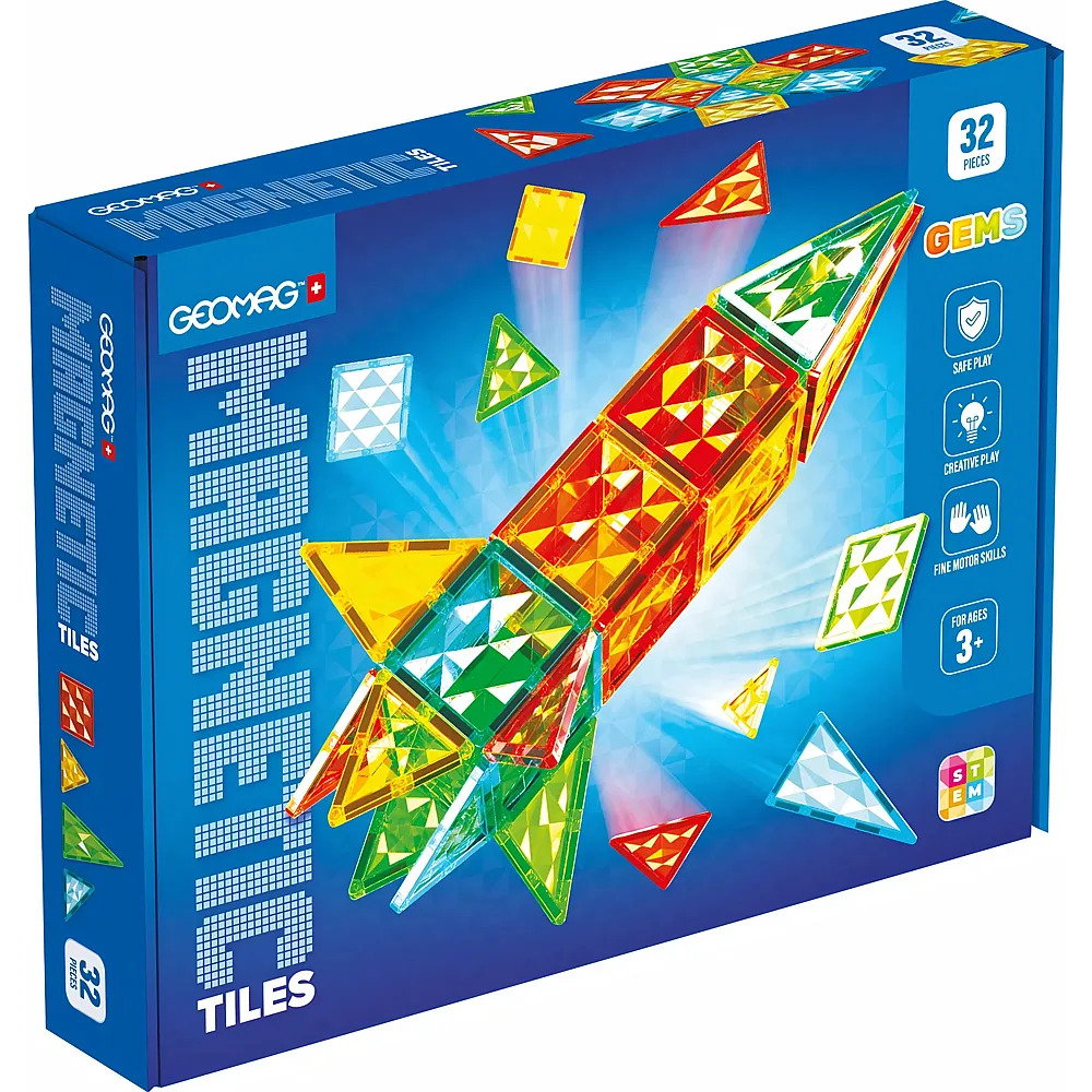 Geomag Magnetic Tiles Gems Rocket 32Teile