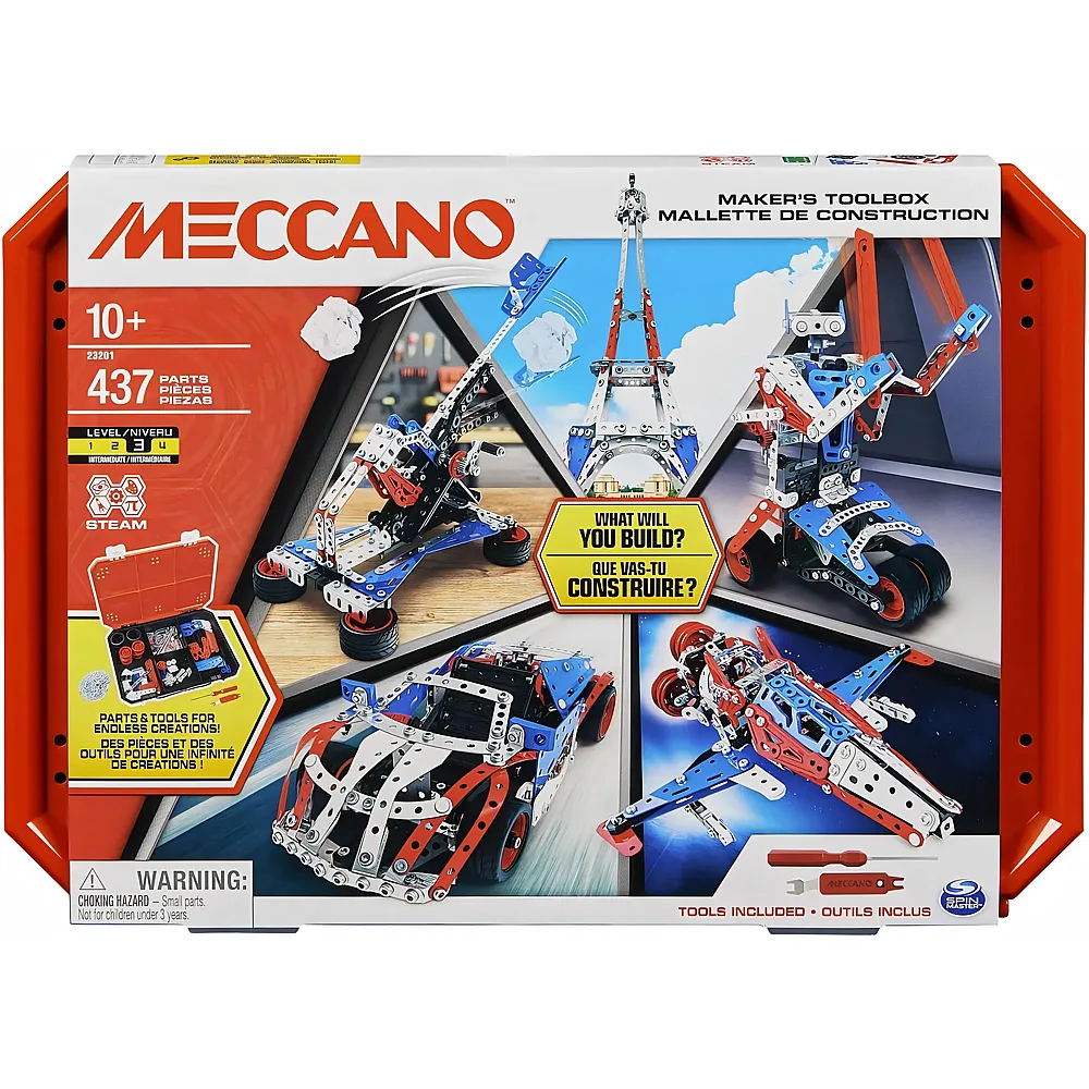 Meccano 5in1 Konstruktionsset Roboter, Eiffelturm 437Teile
