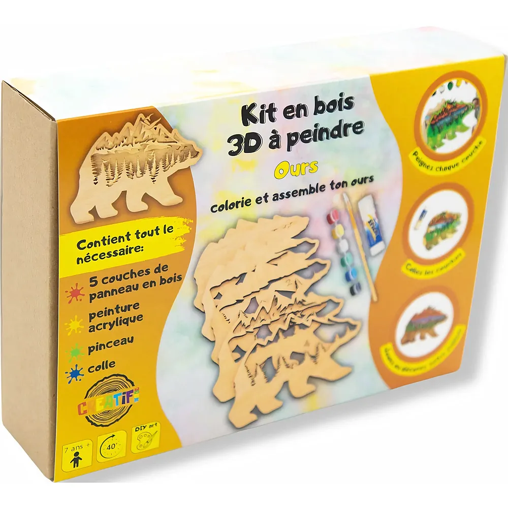 Creatif Wood Kit EN Bois 3D A Peindre Ours