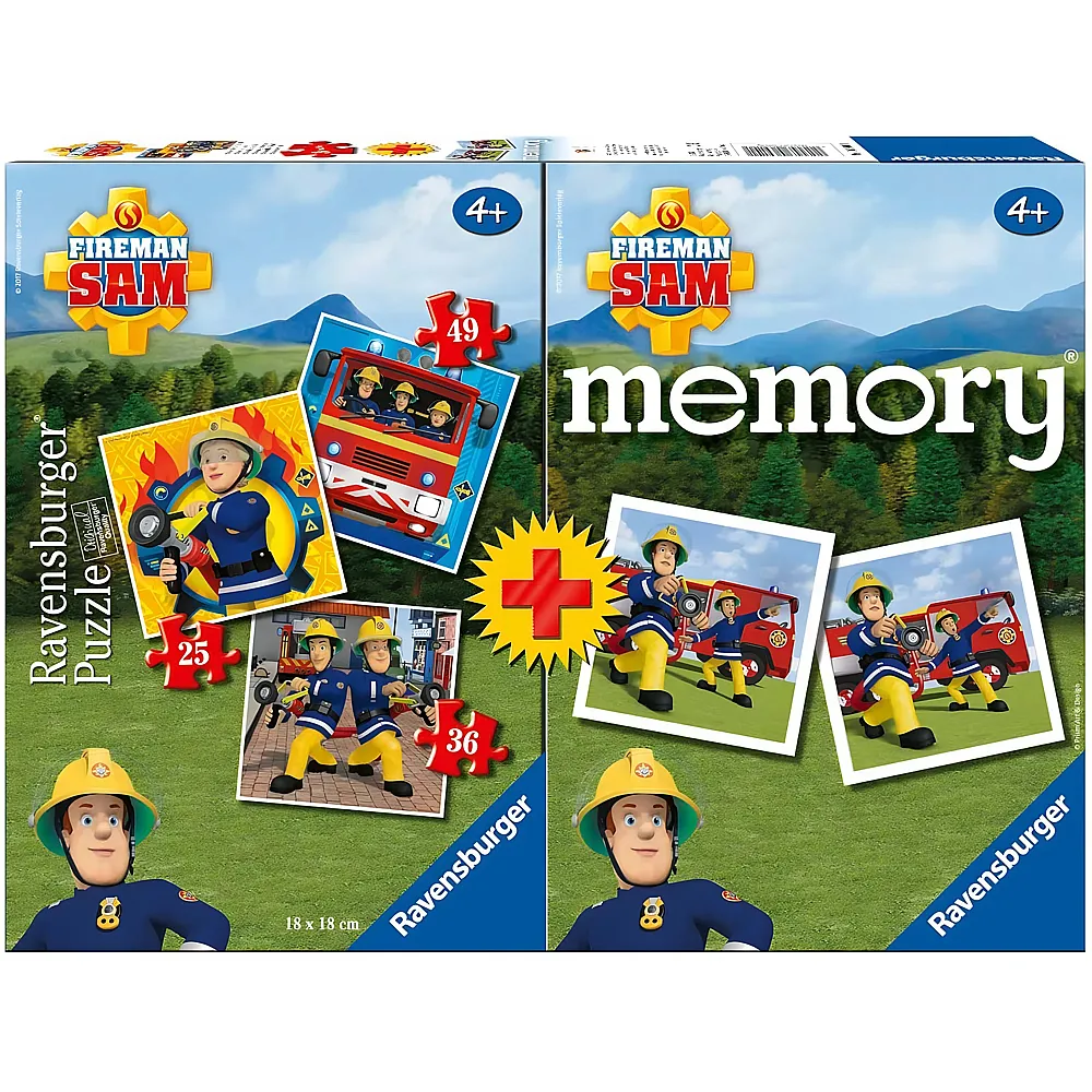 Ravensburger Puzzle Feuerwehrmann Sam + Memory - 25 Teile - Puzzle 10-104 Teile