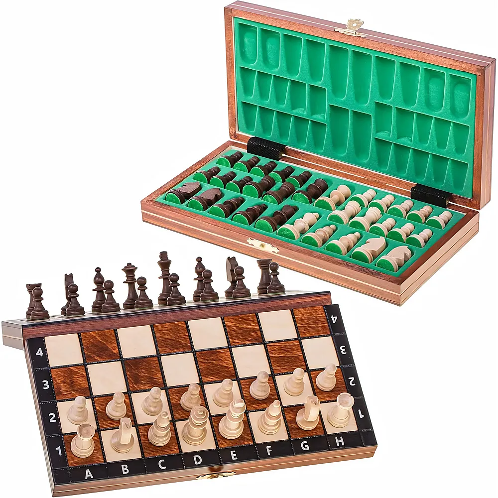 Wegiel Schach Schachspiel aus Holz - MAGNETISCHE - Classic - 26 x 26 cm - Schachfiguren & Schachbrett aus Holz