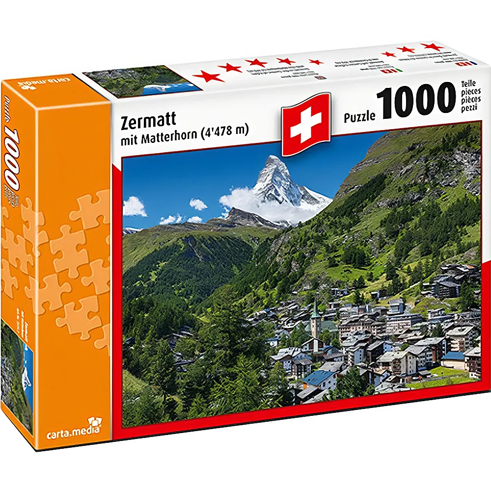carta media Puzzle Zermatt mit Matterhorn 1000Teile | Puzzle 1000 Teile