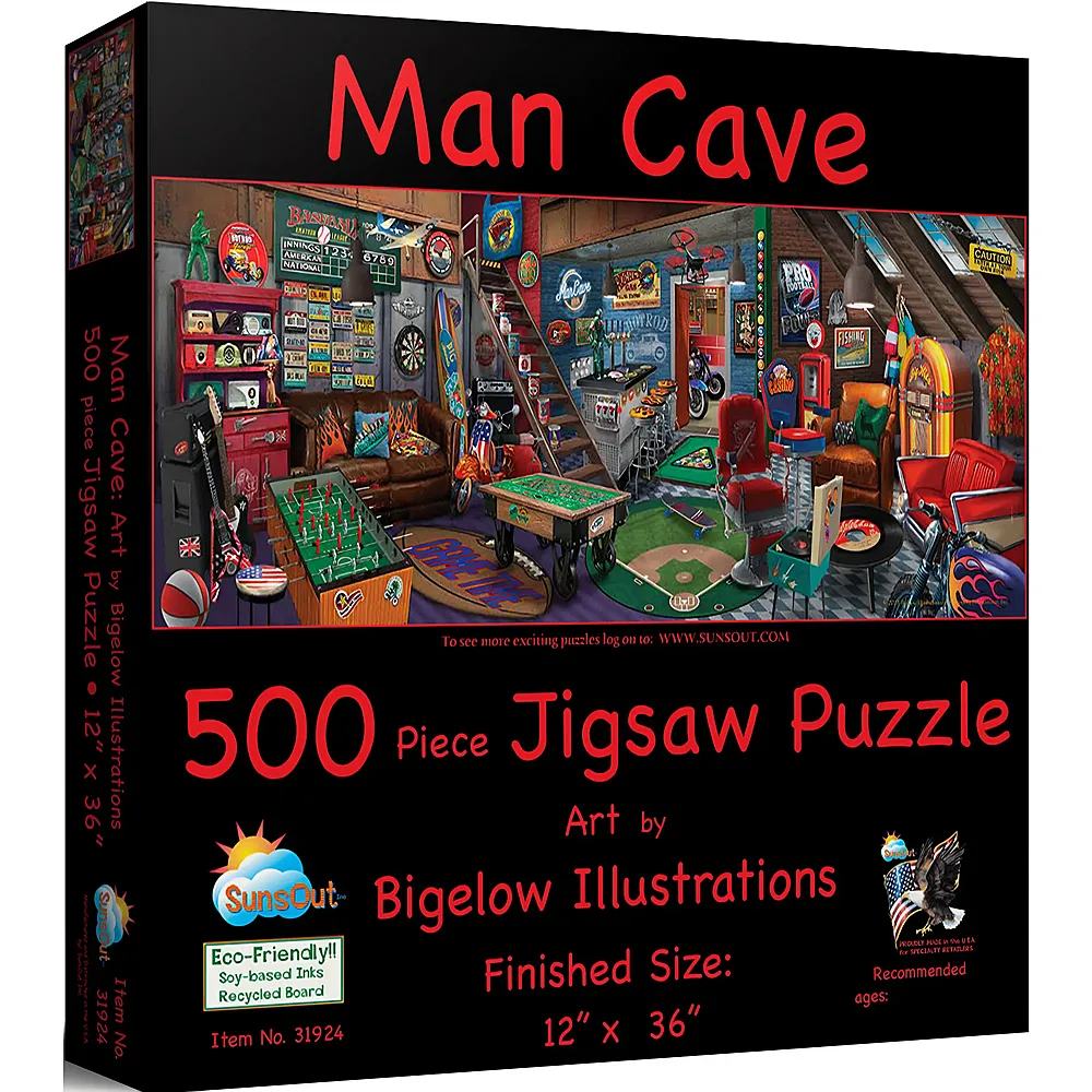 SunsOut Puzzle Bigelow Illustrations Spielzimmer f�r M�nner 500Teile