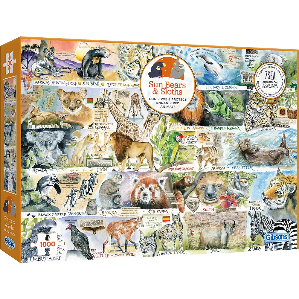 Gibsons Puzzle Sun Bears and Sloths - 1000 Teile