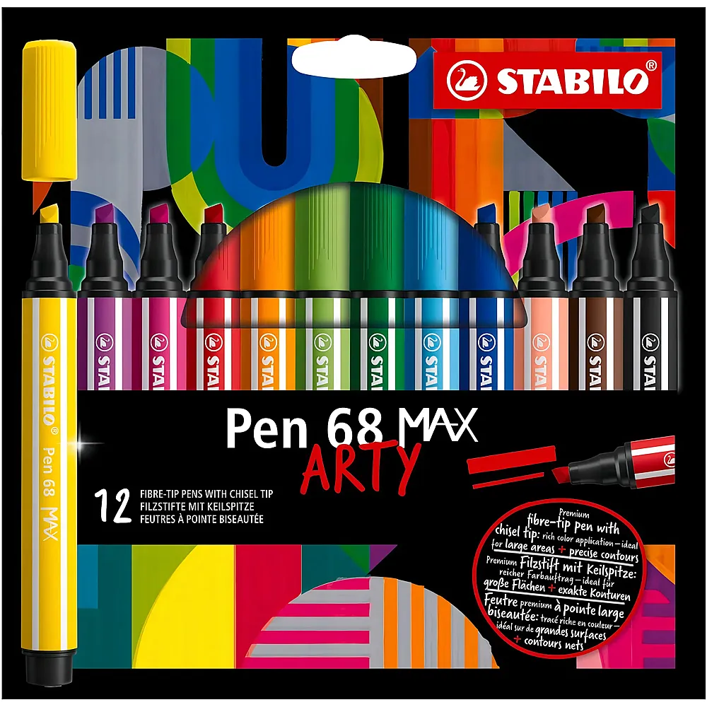 Stabilo Pen 68 MAX - 12 Teile | Farbe & Kreide
