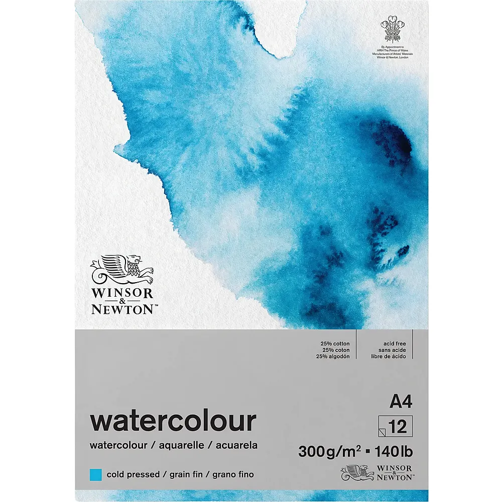 meinspielzeug - Winsor & Newton W&n Aquarellblock Klassisch Geleimt, 12 Blatt, 300g/m�, A4