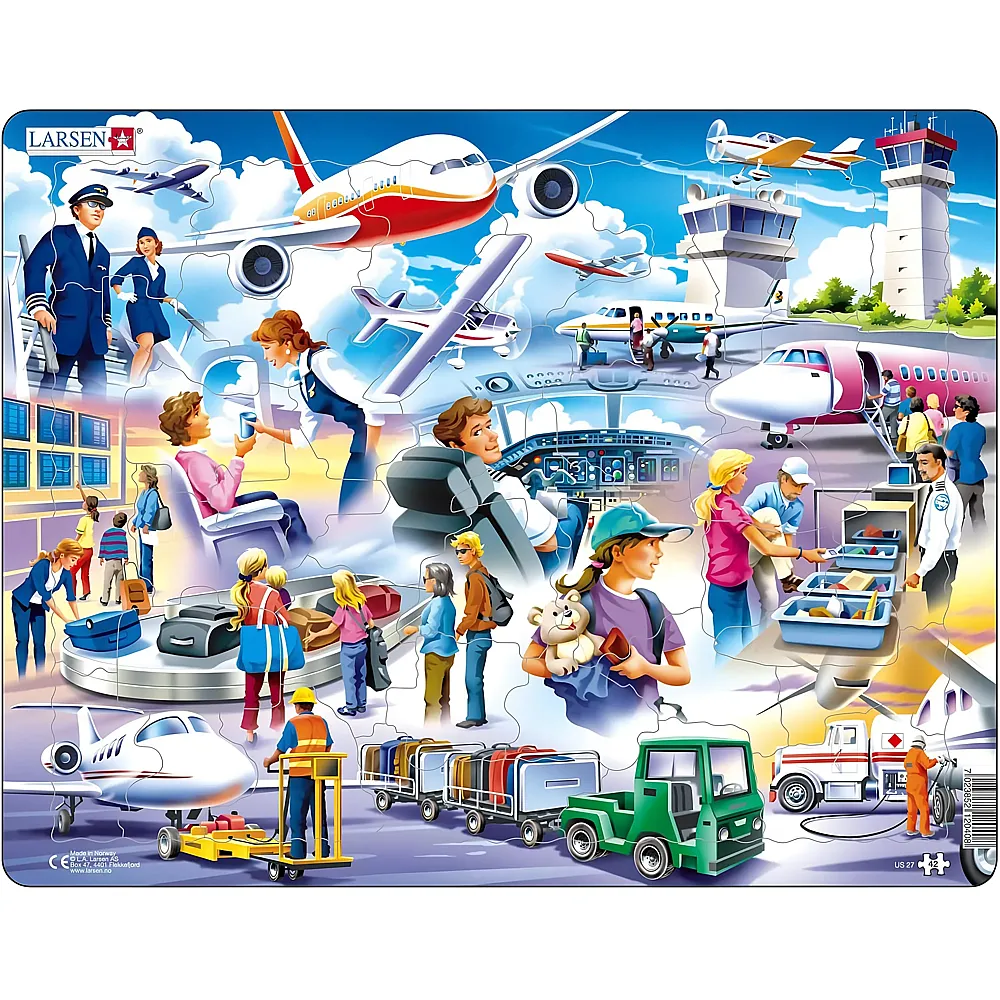 Larsen Puzzle Ein aufregender Tag am Flughafen - 42 Teile