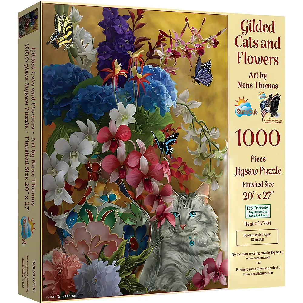 SunsOut Puzzle Nene Thomas Gilded Cats and Flowers - 1000 Teile