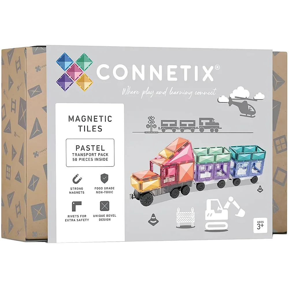 Connetix Magnetische Fliesen Pastell Transportieren Packen, 50 St�ck