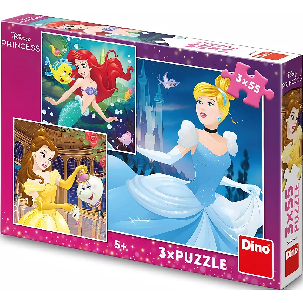 Dino Puzzle Disney Princess 3in1 Gl�ckliche Prinzessinnen 55Teile