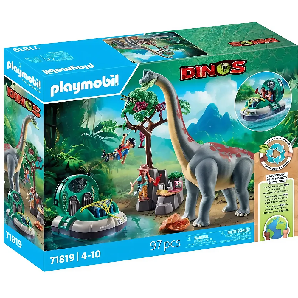 PLAYMOBIL Dinos Brachiosaurus-Begegnung mit Luftkissenboot 71819