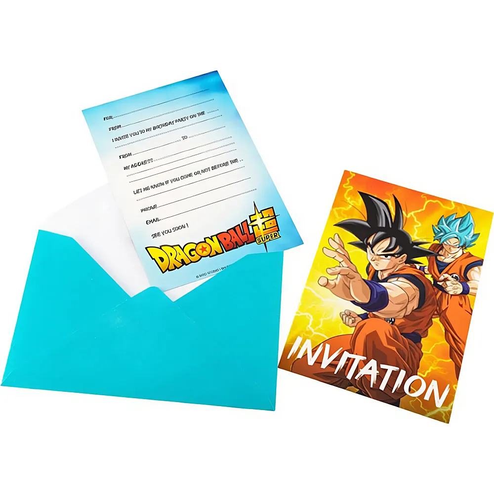Amscan Dragonball Einladungskarten mit Umschlag 8Teile