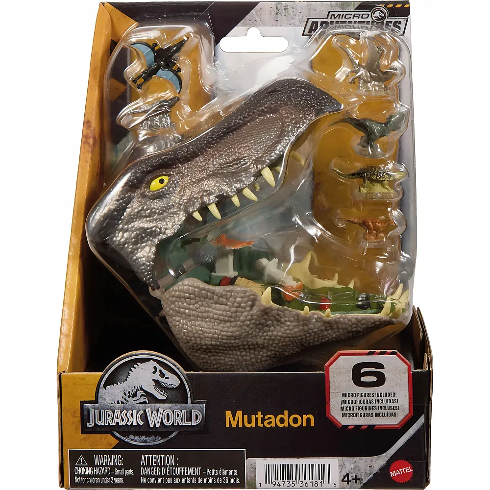 Mattel Jurassic World Kopf Distortus Rex Spielbox inkl. 6 kleine Figuren