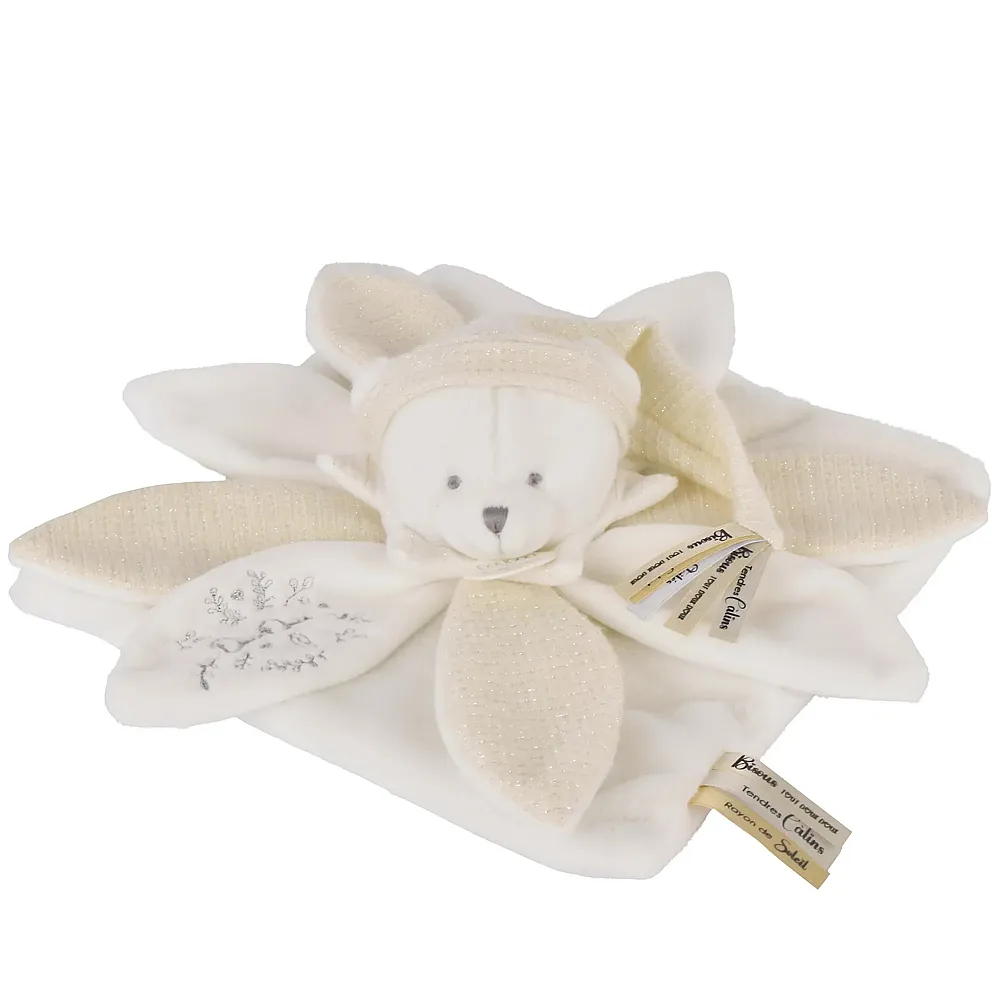 Doudou et Compagnie Schmusetuch B�r Bl�te Gold - 25 cm | Schmuset�cher