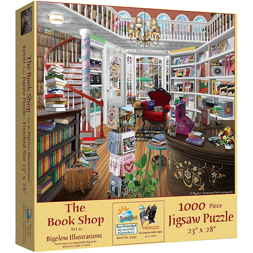 SunsOut Puzzle Bigelow Illustrations The Book Shop - 1000 Teile