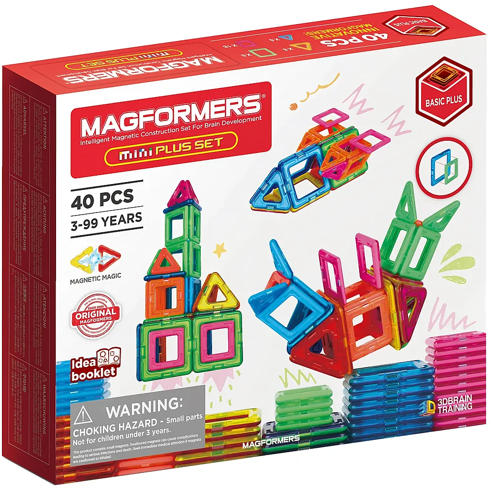 meinspielzeug - Magformers Mini Plus Set - 40 Teile | Magnet-Bausteine