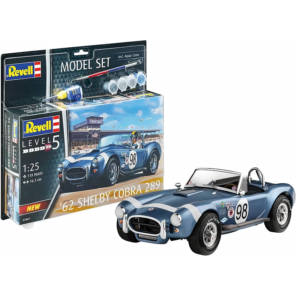 meinspielzeug - Revell Level 5 '62 Shelby Cobra 289 - 119 Teile | Modellbausatz Fahrzeuge
