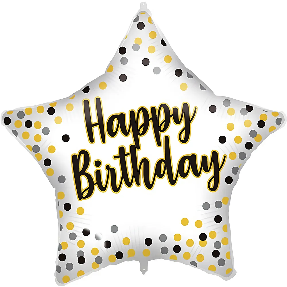 Procos Folienballon Happy Birthday Stern Weiss - 45 cm | Folienballone