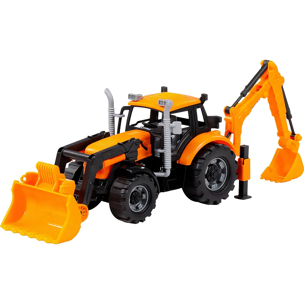Cavallino Toys 1:32 Traktor mit Lader und Bagger Gelb