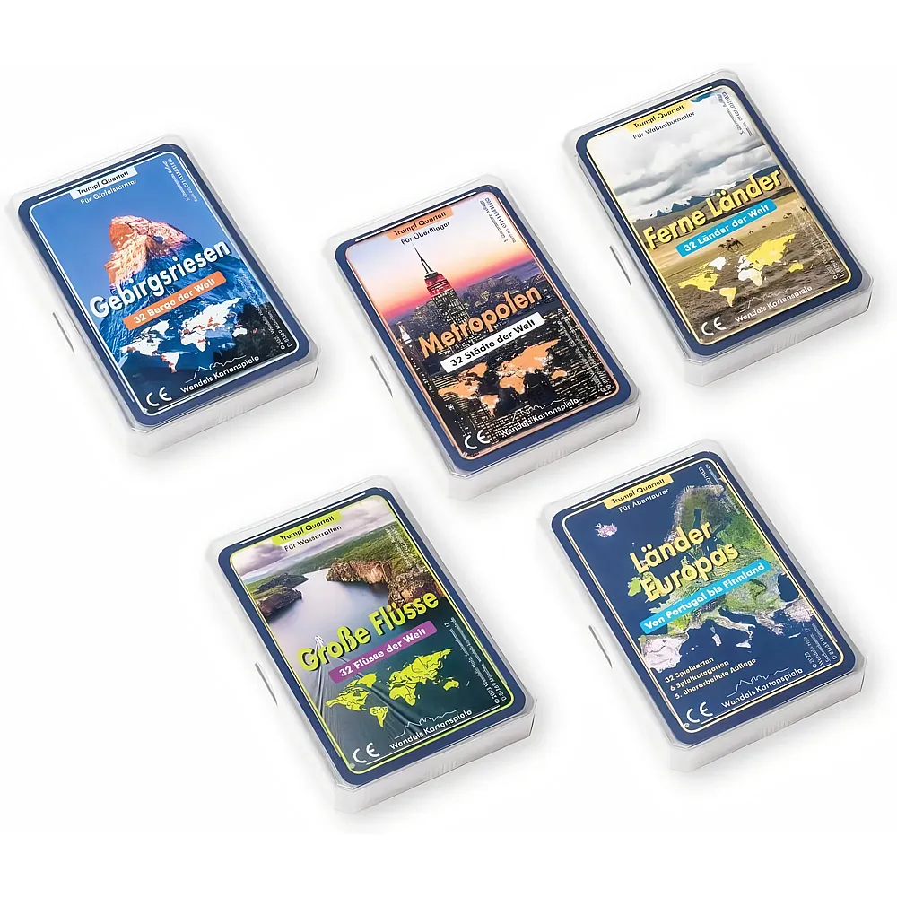 Wendels Kartenspiele 5er-Set Berge Fl�sse St�dte und L�nder Trumpf Quartett