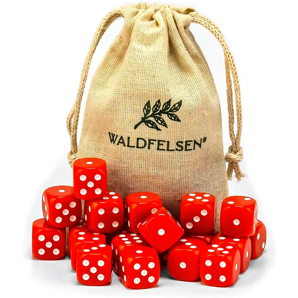 Waldfelsen Hochqualitative W�rfel Standardgr�sse 16mm Rot - 20 Teile