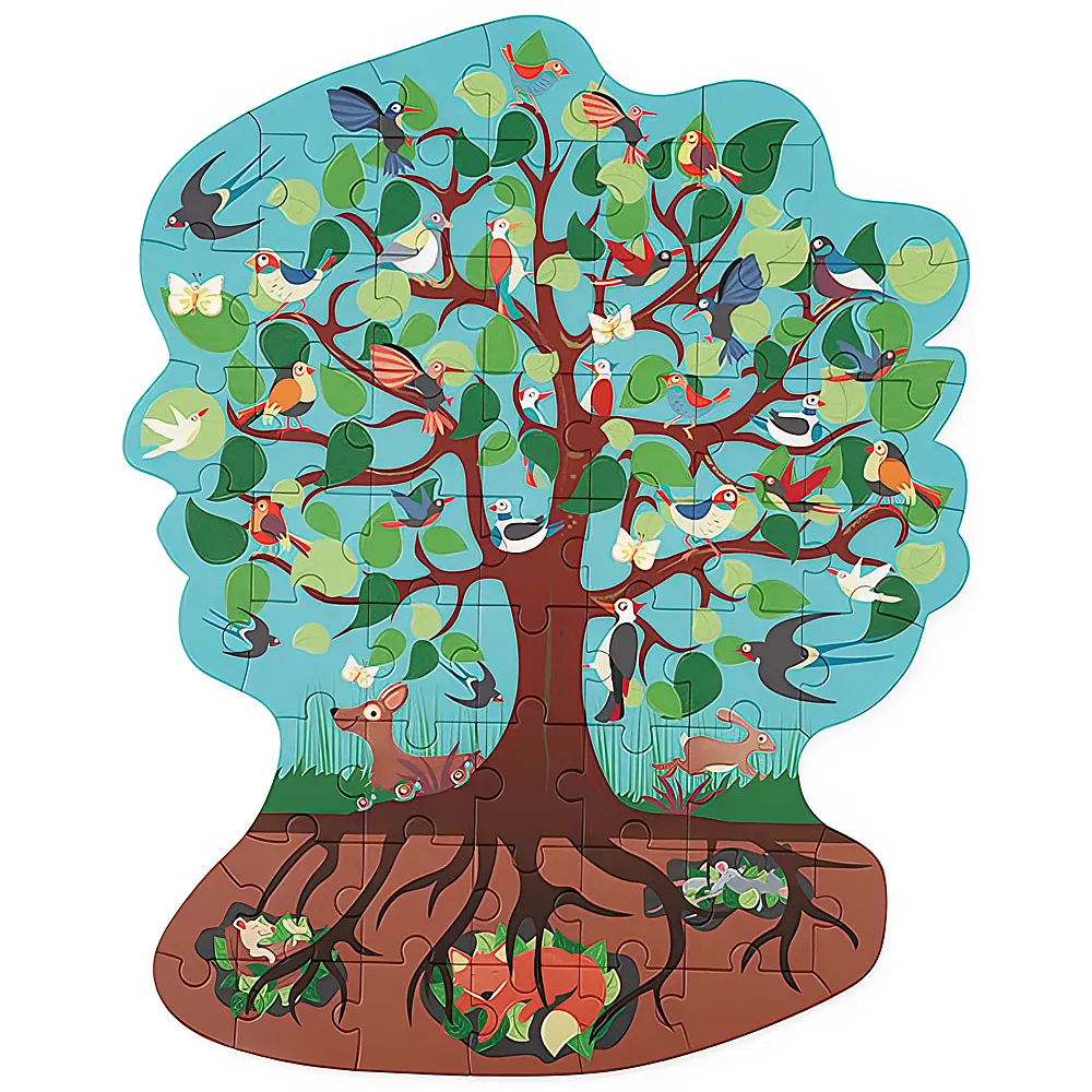 Konturpuzzle 'Vogelbaum' Für Kinder – 58 Teile, Gelegte Größe 33 X 52 Cm, Ab 4 Jahren