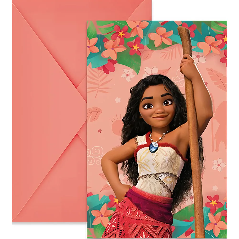 meinspielzeug - Procos Einladungssets Vaiana inkl. Umschl�ge 6Teile Disney Princess | Partydeko