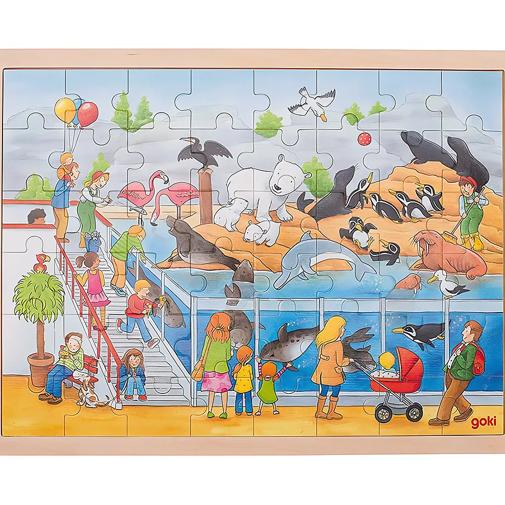 Goki Puzzle Ausflug in den Zoo 48Teile | Rahmenpuzzle
