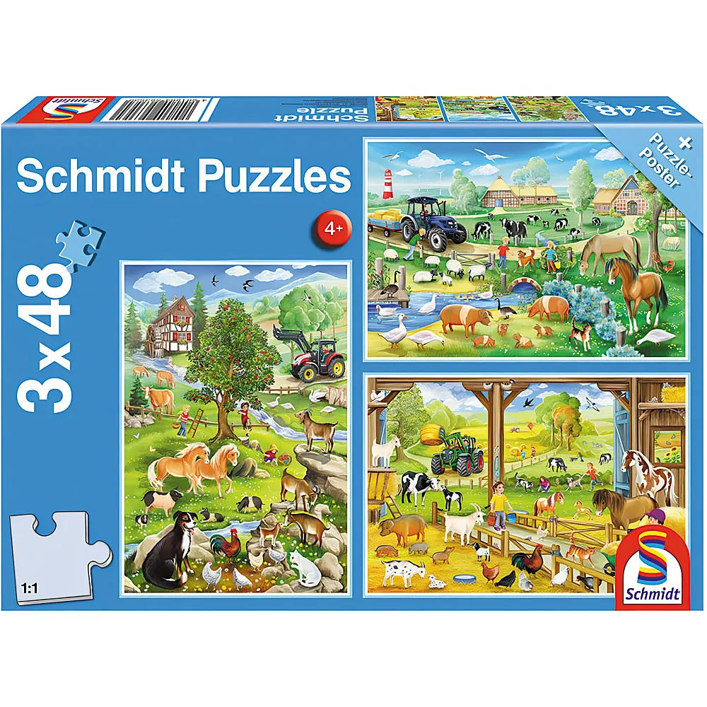 Schmidt Puzzle Bauernhof 3x48