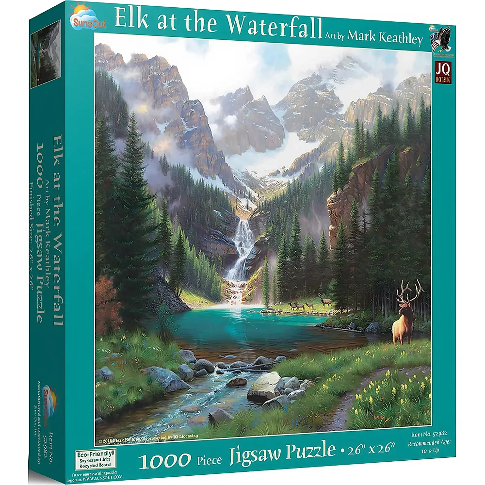 SunsOut Puzzle Mark Keathley Elk at the Waterfall - 1000 Teile