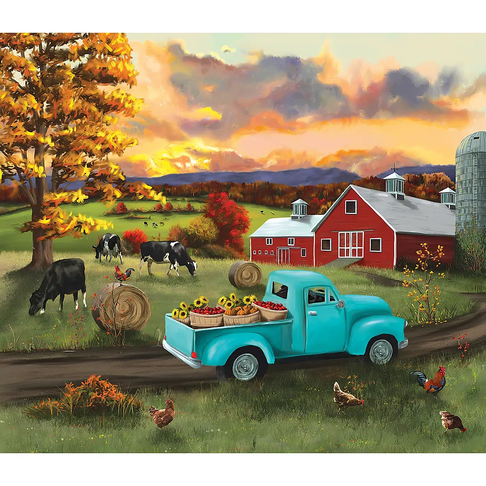 SunsOut Puzzle Fall Sunset at the Barn - 550 Teile | Puzzle 500 Teile