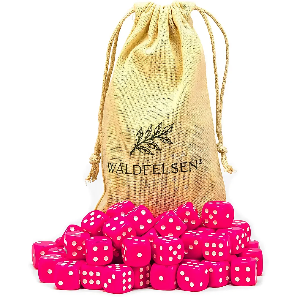 Waldfelsen Hochqualitative W�rfel Standardgr�sse 16mm Pink - 50 Teile