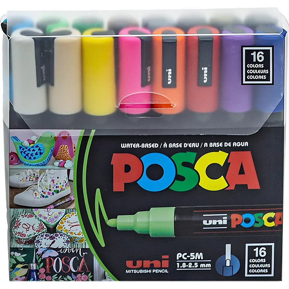 Uni Posca Permanent-Marker Rundspitze 1,8-2,5mm - 16 Teile