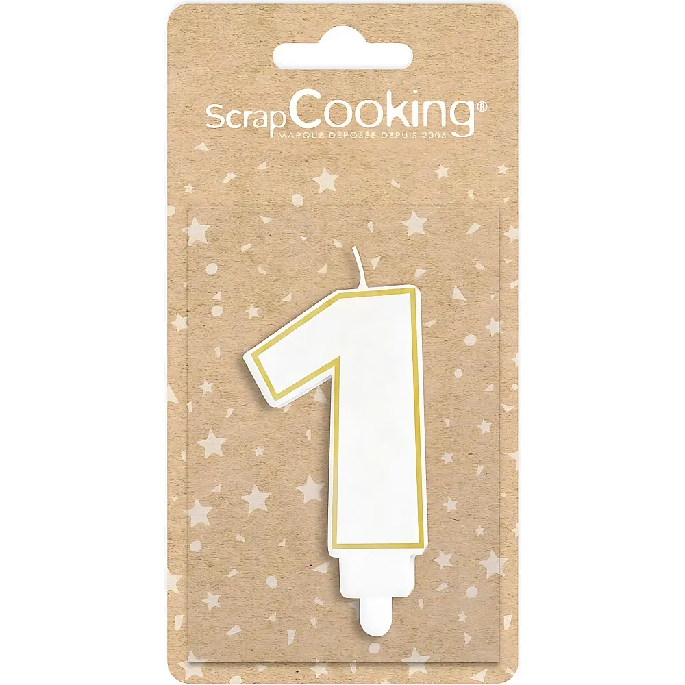ScrapCooking Kerze 1 Weiss / Gold | Backen & Dekorieren