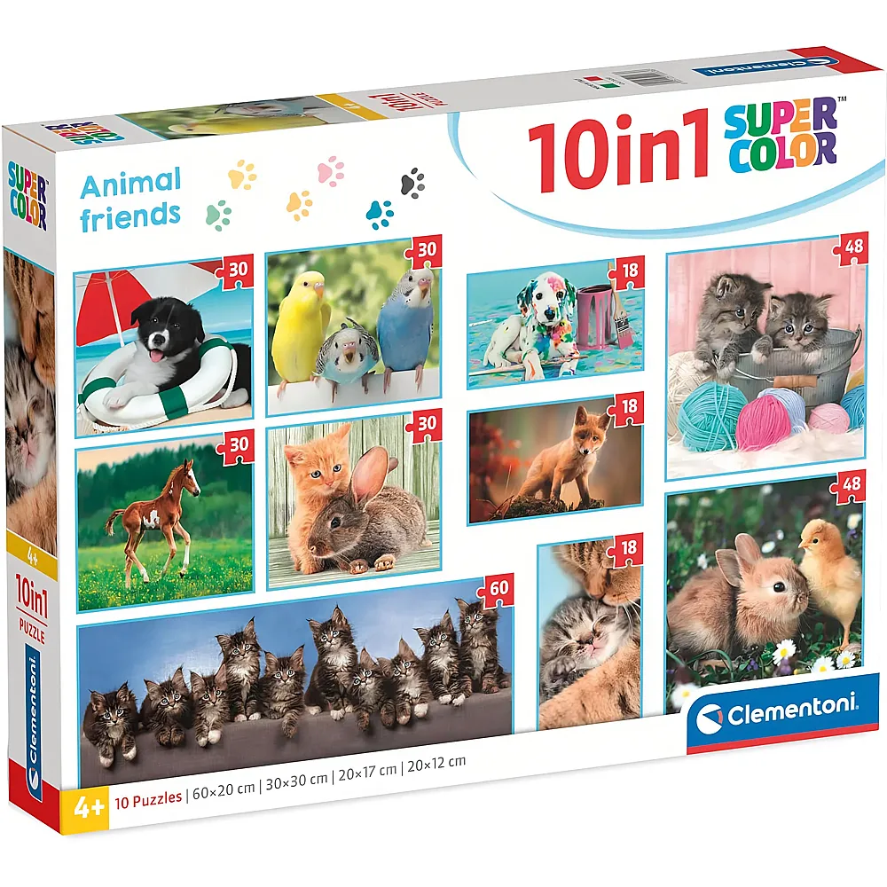 Clementoni Puzzle Supercolor 10in1 Tierfreunde 18-60