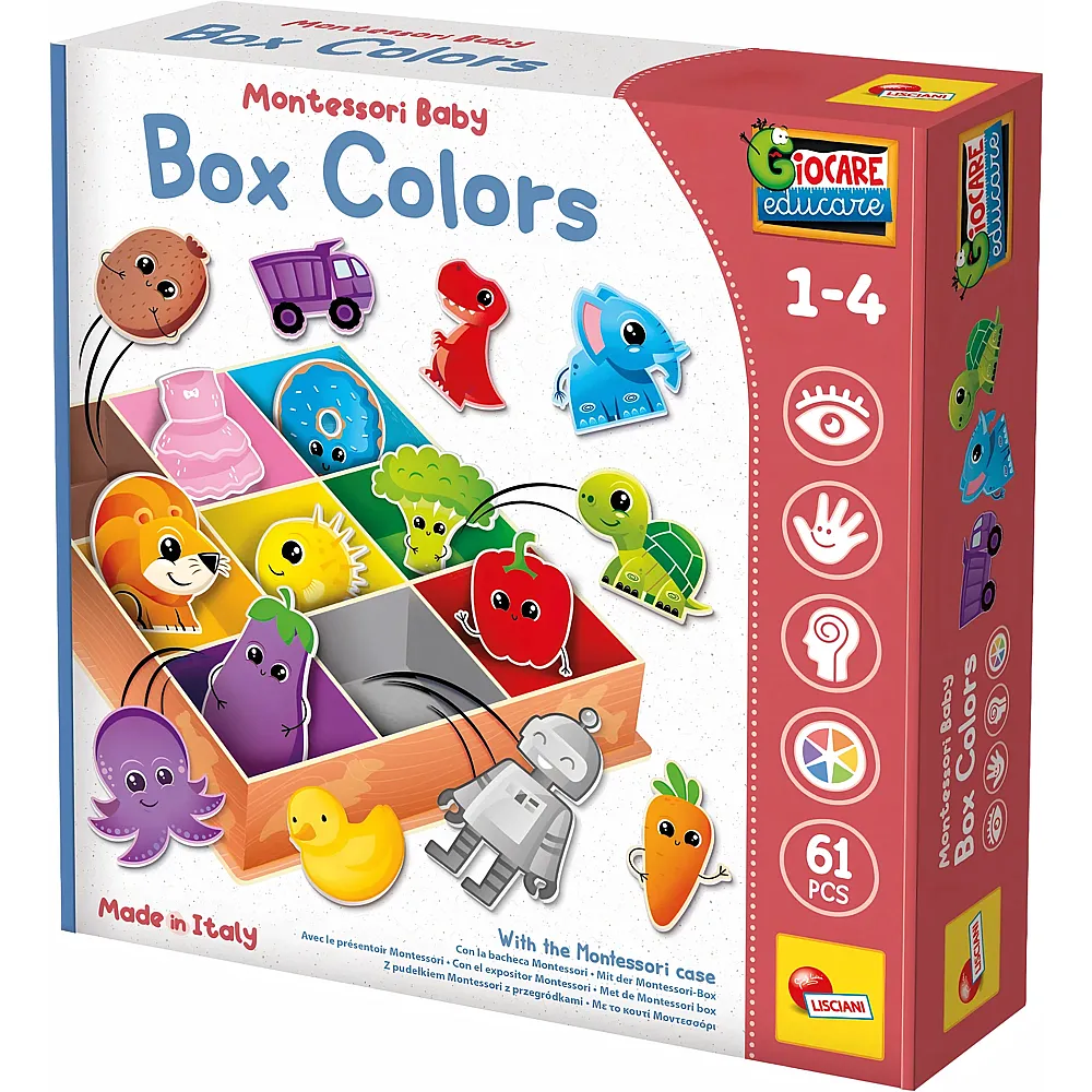 Lisciani Montessori Baby Box Colours 61 Teile, farbiger Schaukasten,
