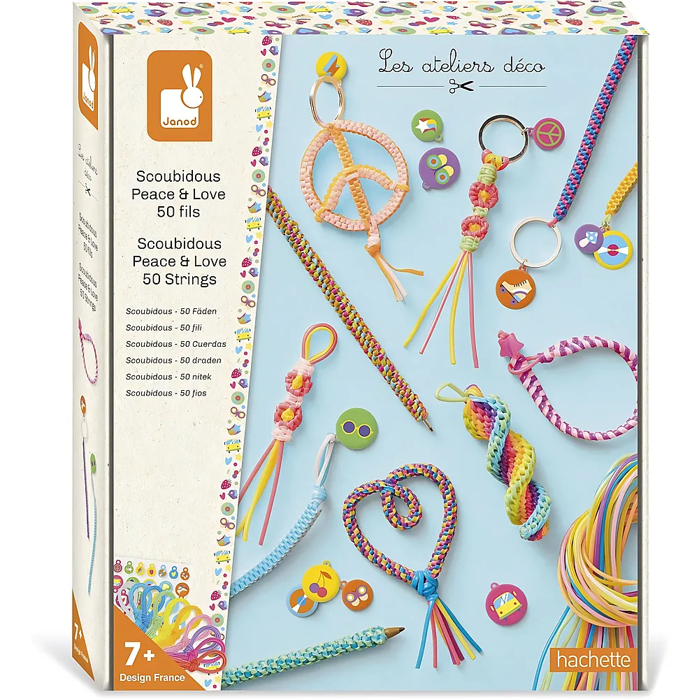 Janod Kreativ Peace & Love Scoubidous zum Gestalten